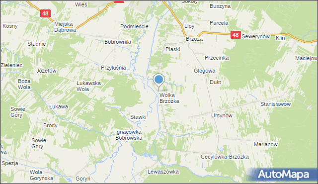 mapa Wólka Brzózka, Wólka Brzózka na mapie Targeo